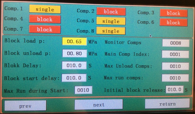 Интерфейс настройки параметров контроллера MAM8070