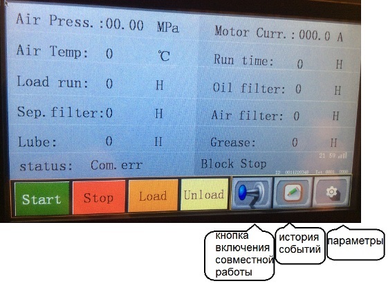 Мониторинг интерфейса одного воздушного компрессора контроллера MAM8070